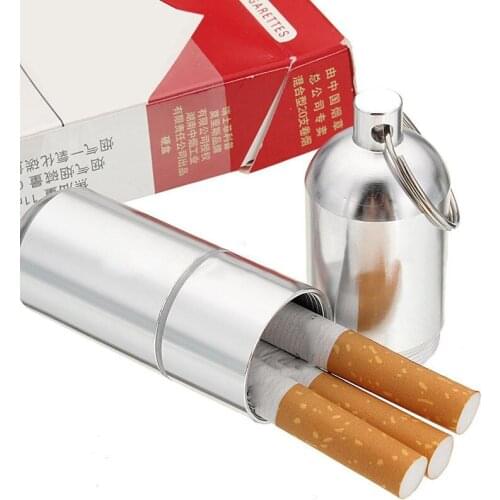 With a Keychain Portable New Silver Aluminum Metal Cigarette Case Mens Mini Cigarette Box Storage Boxes Bins For Cigarette Mois