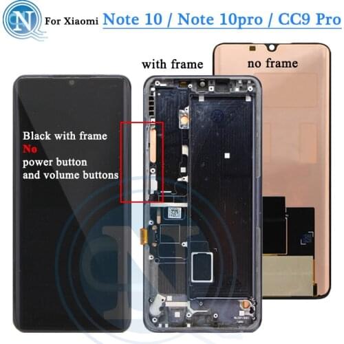 For Xiaomi MI Note 10 pro note10 LCD Display Touch Panel Screen Digitizer with defect frame For Xiaomi note 10 cc9 pro lcd