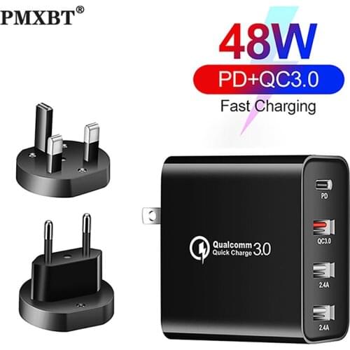 48W Quick Charger Type C USB PD Charger for Samsung iPhone 11 Pro Huawei iPad Pro QC 3.0 Fast Wall Charger US EU UK Plug Adapter