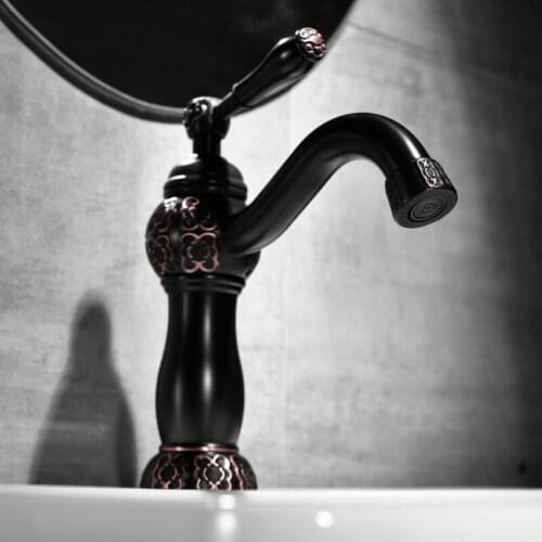 Vidric Hot Cold Mixer Faucets Black Bathroom Basin Sink Tap Brass Copper Deck Mounted Faucet Mixer Oil Rubble Bronze Finished EL