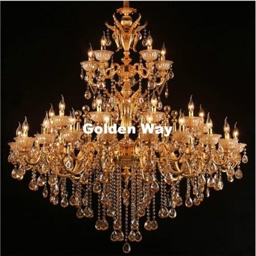 Modern European Gold Crystal Chandelier Lamp Lustres Cristal Suspension Project Lighting Hotel Resteruant Villa Luminaire Lights