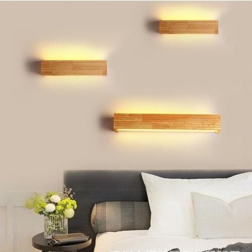 LED solid wood mirror headlight bathroom bathroom Nordic mirror cabinet lamp waterproof rectangular log mirror lamp makeup lamp