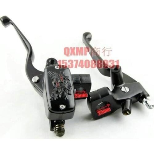 Universal 1" 25mm Handlebar Reservoir Master Cylinder Brake & Cable Clutch Levers for Honda Yamaha Suzuki Kawasaki Harley Black