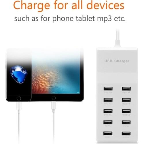 USB Socket Hub 10 Port Charger Power Adapter Splitter Desktop EU US Plug Slots USB Outlet Charging Extension With Switch 5v