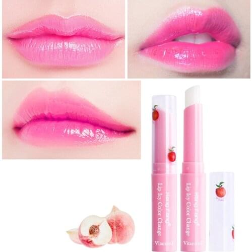 Moisturizing Peach lip balm Temperature Change Waterproof Lipstick Nourishing Lip Plumper Lip Lines Natural Extract Makeup TSLM1