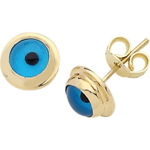 Gold Evil Eye Bead Earrings EGZ014-Certified 14K Gold-A perfect gift for your Loved Ones-Ephesus Gold & Diamond