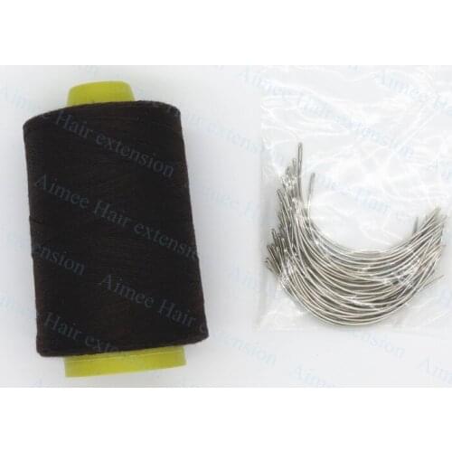 1set Hair Weaving Needles+Thread Set (50pcsLargeC Weaving Needle Needles+1 Spool Polyster Cotton Hair Weaving Thread)