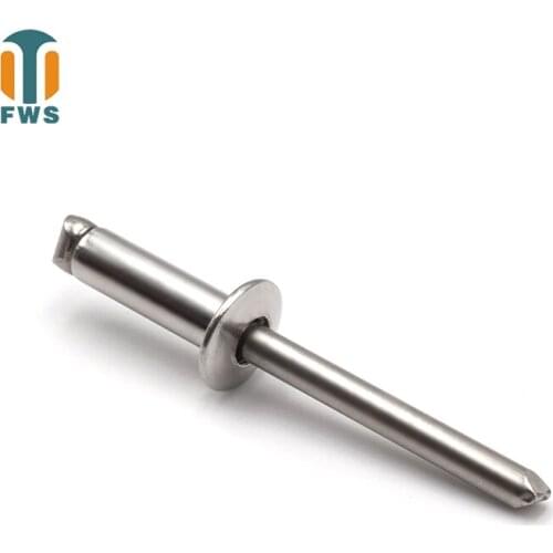100 PCS M4.8 8-18mm DIN EN ISO 15983 GB /T 12618.4 Stainless Steel Open End Blind Rivets Pop Rivets With Protruding Head