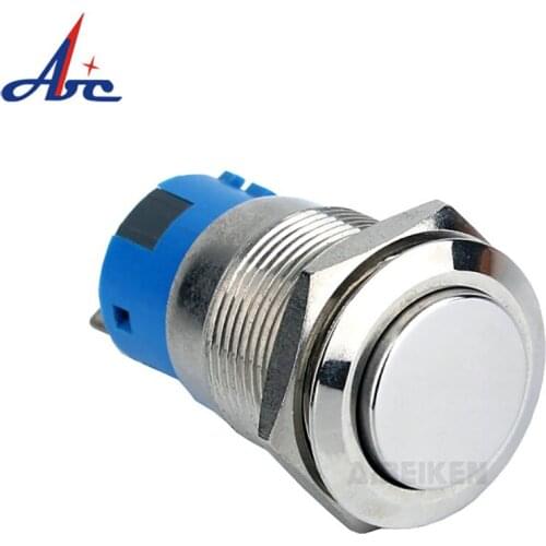 19MM SPDT 1NO1NC Flat Button 3PIN 1NO1NC Brass Nickel Metal Momentary Push ON OFF Switch