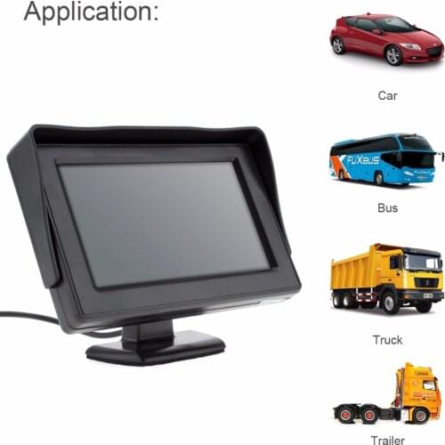 4.3 Inch DC 6-32V HD 480 x 234 Resolution 2-Channel Video Input TFT-LCD Car Monitor for Rear View Camera / DVD / VCD