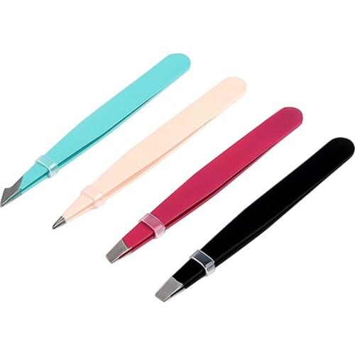 4 Pcs Colorful Hair Eyebrow Tweezers Stainless Steel Precision Tweezers Fine Hairs Puller Makeup Beauty Tool