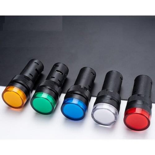 5 Pcs/Lot AD16-16C 16mm Diameter Mixed Color AC/DC 12V,24V,110V, AC220V LED Power Indicator Signal Light Lamp Brand New