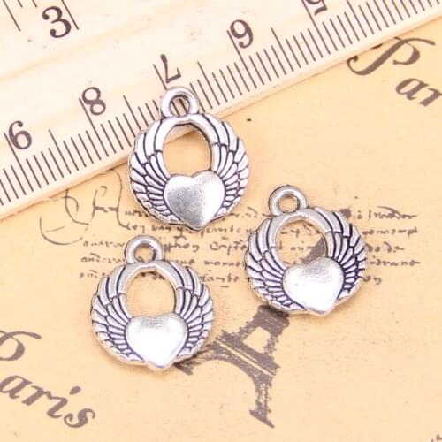 58pcs Jewelry Charms angel wings 15x12mm Antique Silver Plated Pendants Making DIY Handmade Tibetan Silver Jewelry