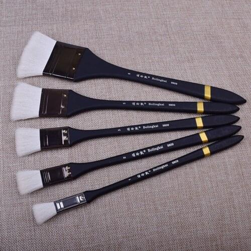 6pcs/set scrubbing art supplies oil paint brush artists water color brush wool hair Easy Clean wooden paintbrush stationery
