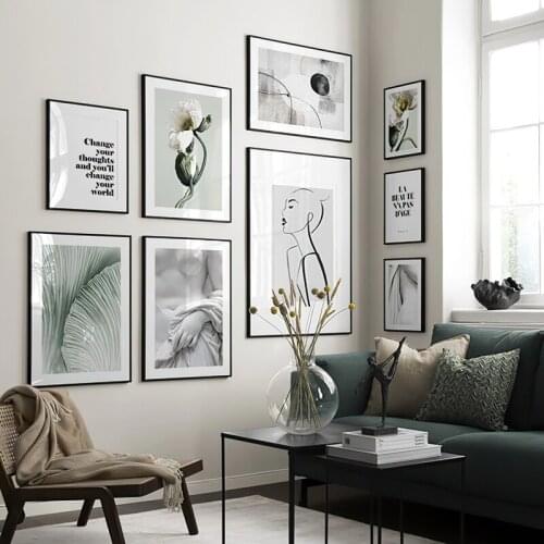 Abstract Sexy Woman Body Wall Art Line Canvas Nordic Poster Quote Beautiful Flower Plant Pictures Minimalist Living Room Decor