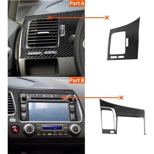 Car Driving Position Left Side Air Outlet Vent GPS Panel Cover Trim Frame Real Carbon Fiber For Honda Civic 8th Gen 2006-2011