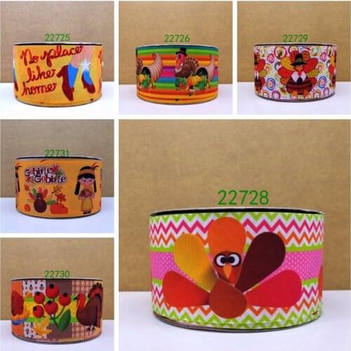 Free shipping 50 yard per size thanks giving day ribbon printed grosgrain ribbon 22731