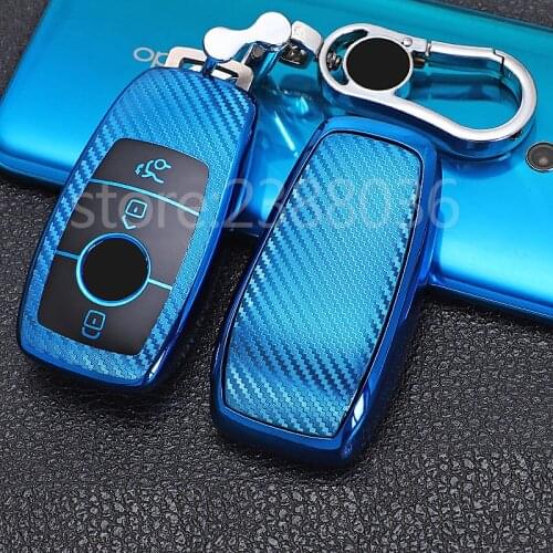 1pcs Carbon Fiber Style TPU Car Key Cover For Mercedes Benz E Class, 2018 up S Class, 2017 2018 W213 Keyless Smart Key Shell Fob