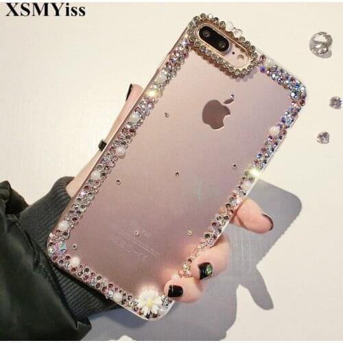 XSMYiss Bling Rhinestone Diamond pearl Soft Back Phone Jewelled Case Cover For iPhone 11 Pro MAX X Xs Max XR 5S 6 6S 7 8 Plus
