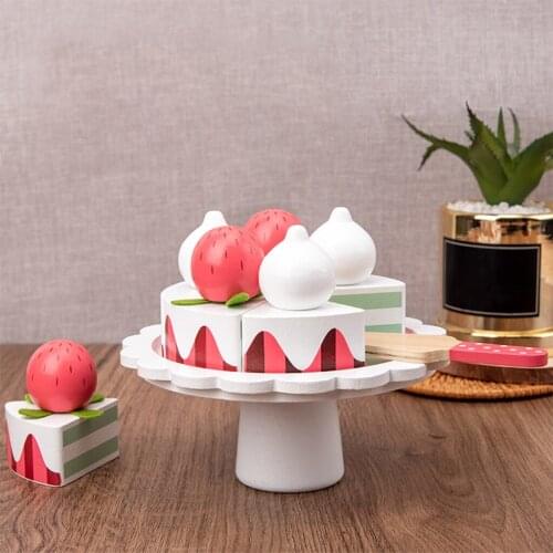 Wooden Play Food Pretend Birthday Cake Cake Wooden Play Food Set Gifts Kids Decorating Cake for Kids Boys Girls