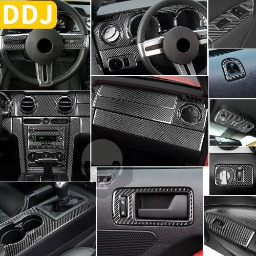 For Ford Mustang GT 2005 2006 2007 2008 2009 S197 Car Interior Soft Carbon Fiber Stickers Trim Cover Sticker Accessories Black