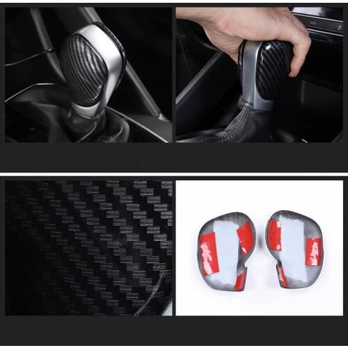 For Renault Kadjar Koleos QM6 2017 2018 car styling carbon fibre look gear shift knob cover sticker accessorie