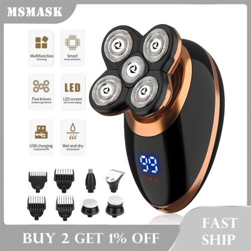 Wet Dry Electric Shaver for Men Beard Trimmer Hair Clipper Barber Razor Rechargeable Bald Shaving Machine LCD Display Grooming