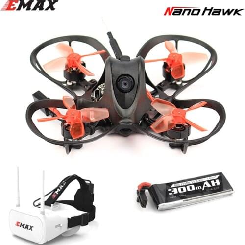 EMAX Nanohawk 65mm 1S Whoop FPV Beginner Indoor Racing Drone BNF FrSky D8 Runcam Nano3 Camera 25mw VTX 5A Blheli_S 5.8G FPV Glas