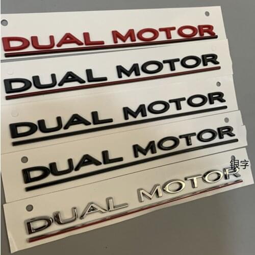 DUAL MOTOR Underlined Letters Emblem for Tesla Model 3 X S Car Styling High Performance Trunk Badge Sticker Chrome Black Red
