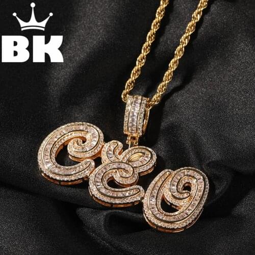 HIP HOP Custom Cursive Ladder Letters Grass Font With Clasp Pendant Combination Words Name Zirconia Jewelry