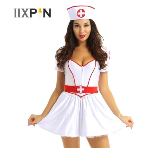 IIXPIN 2021 New Sexy Nurse Cosplay Costumes Sweetheart Neckline Fantasy Porno Uniforms Mini Slut Adorable Lingerie Erotic Dress
