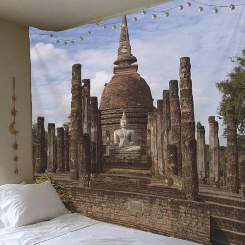 India Ancient Buddha Tapestry Tree Landscape Psychedelic Chakra Tapiz Wall Hanging Mandala Wall Carpet Art Backdrop Yoga Blanket