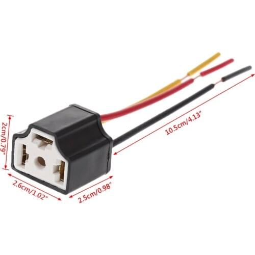 H4 9003 Car Truck Female Ceramic Headlight Extension Light Socket Adapter 12V
