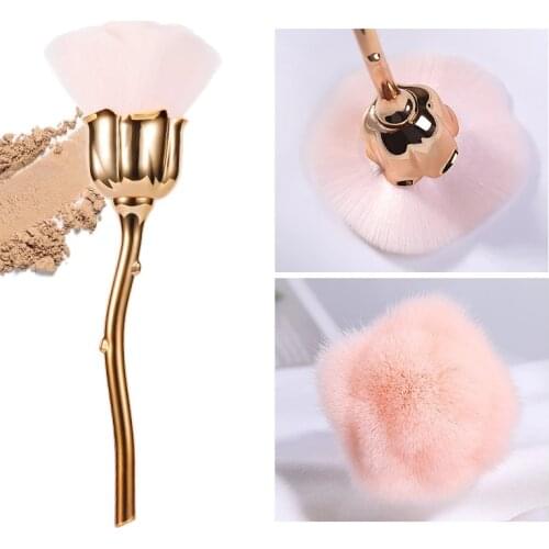 1PC Rose Nail Art Dust Brush For Manicure Rose Head Brush Blush Powder Brushes Fashion Gel Nail Accessories Nail Material Tools