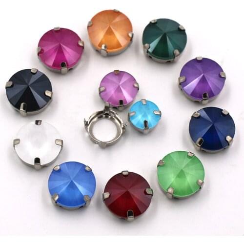 Jewelry Making Pointback Round Shape Glass Crystal Mocha Rivoli Rhinestones Sliver Claw Setting Diy Crafts/Wedding Accessories