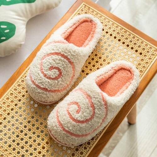 Mazefeng Soft Plush Cotton Cute Slippers Shoes Couple Unisex Non-Slip Floor Indoor Home Furry Slippers Women Shoes for Bedroom
