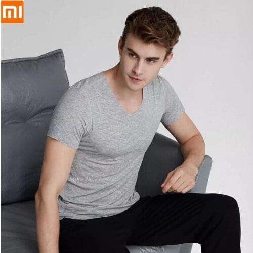 Xiaomi men Cationic Antibacterial Modal T-shirt Fashion V-neck Comfortable Cool short sleeve Casual Homewear