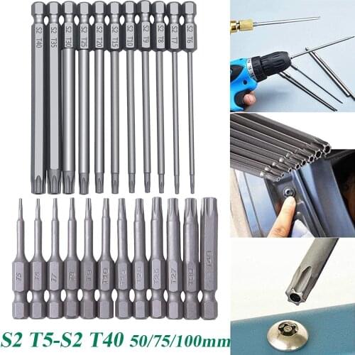 11Pcs 12Pcs Security Bit Set Tamper Proof Screwdriver Drill Bit Screw Driver Bits Torx Flat Head 1/4" Hex Driver Bits