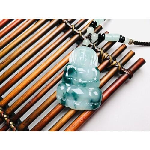 Natural jade ice species floating flower jade Guanyin Jade large section Guanyin pendant jade jewelry ep10