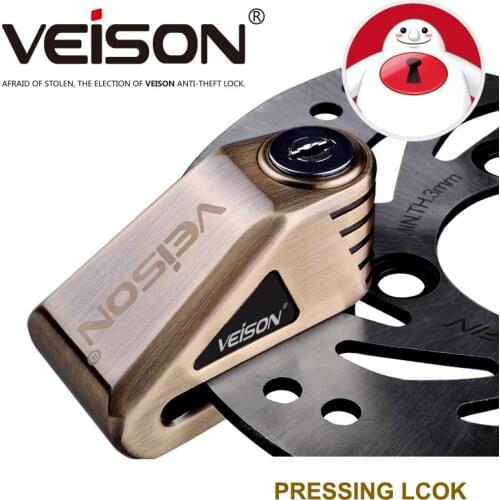 VEISON New Security Protect Anti Motorcycle Thief Electric Motobike Bike Motocross Scooter Wheel Brake Disc Lock Zinc Alloy