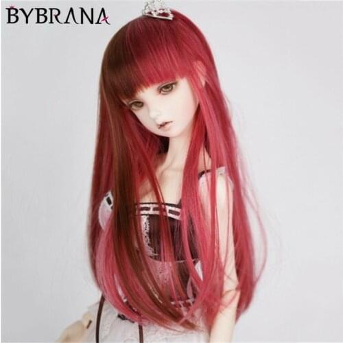 Bybrana 1/3 1/4 1/6 BJD SD MSD Wigs Long Straight Synthetic High Temperature Fiber For Dolls