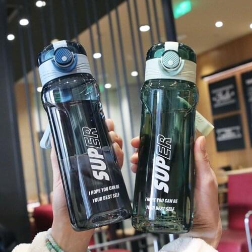 500ml Bounce Cover Plastic Water Cup with Scale Outdoor Drop Resistance Sports Water Bottle Fitness Student Drink Cup with Rope