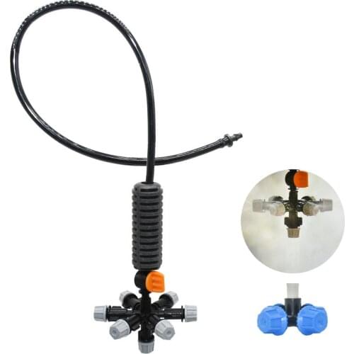 10set Greenhouse Hanging Misting Nozzle With Valve Cross Water Fog Sprinklerse Humidify Garden Patio