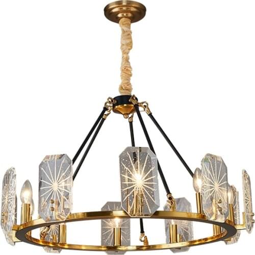 Postmodern Crystal Atmosphere Living Room Chandelier Luxury Villa Lamp Simple Bedroom Dining Study Room Suspended Chandelier