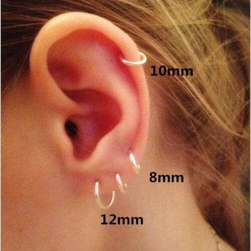 S925 sterling silver earrings Small hoop earrings Korea earrings Silver hoop earrings 8mm/10mm/12mm set Round earrings