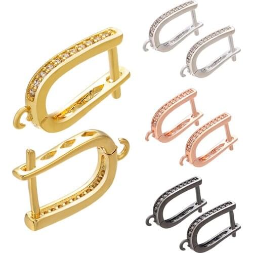 ZHUKOU Simplicity 12x19mm CZ crystal earrings hooks for women handmade DIY earrings jewelry accessories making Supplies VE120