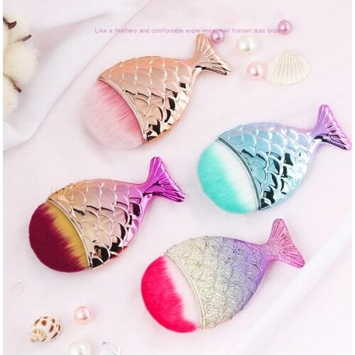 Nail Dust Powder Remove Brush for Dust Nails Art Soft Nylon Hair UV Gel Polish Manicure Fish Tail Cleaning Nail Acrylic Brush