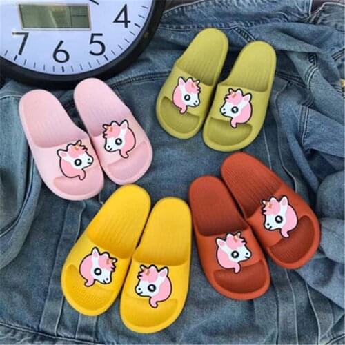 Kids Indoor Shoes Baby Slippers For Girls Rainbow Unicorn Slippers Boys Summer Children Slippers Cartoon Casual Beach Flip Flops