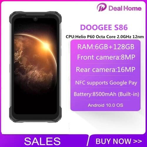 DOOGEE S86 IP68/IP69K Rugged Smartphone 6GB RAM 128GB ROM 8500mAh Super Battery Mobile Phones HelioP60 Octa Core Cellphone NFC
