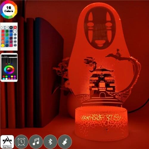 TAKARA TOMY Hayao Miyazaki Anime Spirited Away 3D Night Light Ghost Faceless Male LED7/16 Color Touch Lamp Birthday Gift